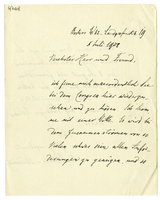 Lettera di  KEKULE VON STRADONITZ