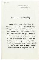 Lettera di  WILAMOWITZ-MOELLENDORFF