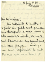 Lettera di DE MERODE WESTERLOO