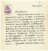 Lettera di  MONNERET DE VILLARD