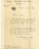 Lettera di Bibliotheque de l'Universite de Gand