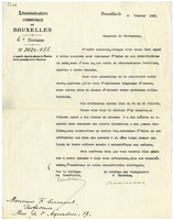 Lettera di College des Bourgmestres et echevins de Bruxelles