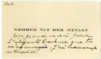 Lettera di  VAN DER MEYLEN